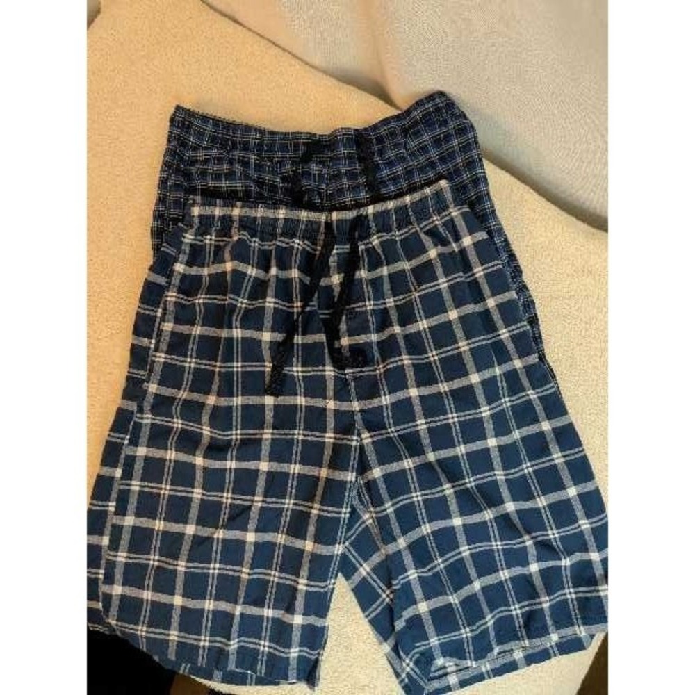 Hanes Lot of 2 Mens Medium Plaid Button Fly‎ Sleep Lounge Shorts